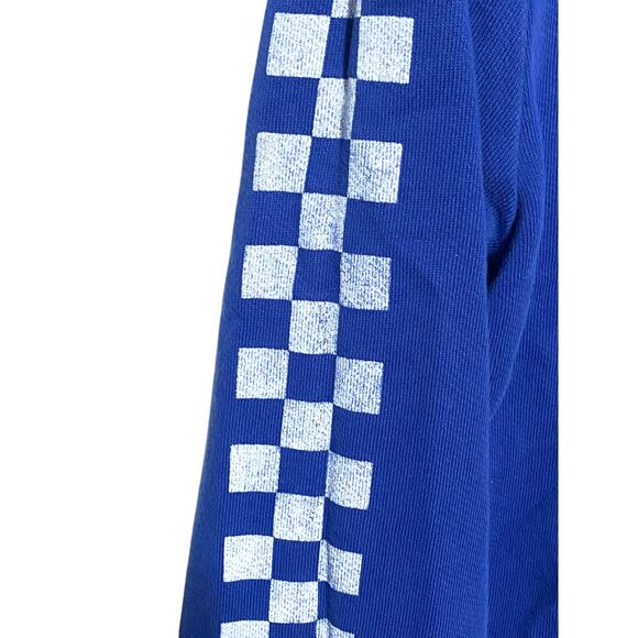 Levis Strauss Logo Two Horse Pullover Hoodie Blue Checkered Mens S Retro Y2K - Picture 4 of 10